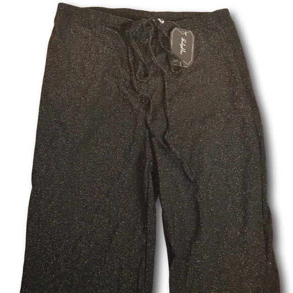 SOLY HUX Metallic Sequin Tie Front Elastic Waist Flare Leg Bottom Disco Pants XL - Picture 2 of 7